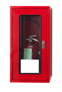 Fire Extinguisher in a red cabinet