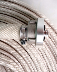 A white fire hose